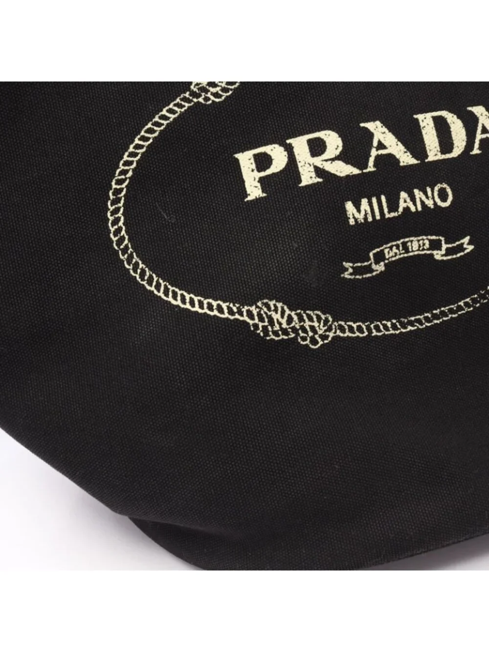 Prada Lada Handbag Canapa Black Canvas Baketsushape 2-Way Tote - Picture 11 of 14